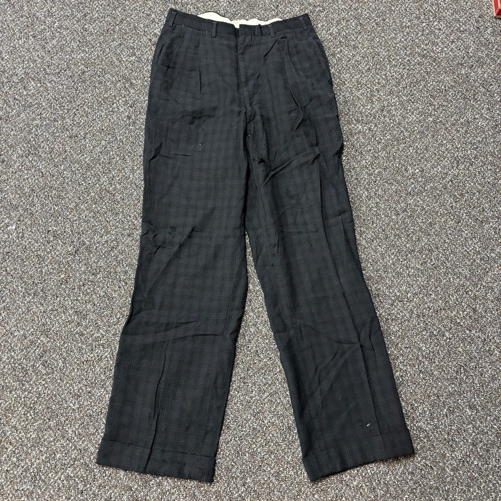 True Vintage 1960s Plaid Dress Pants Suit Talon Zipper Black 30x30 Rare Pattern